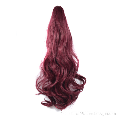 Hot sell kinky curly drawstring ponytail extensions synthetic hair long deep wave ponytail synthetic ponytail